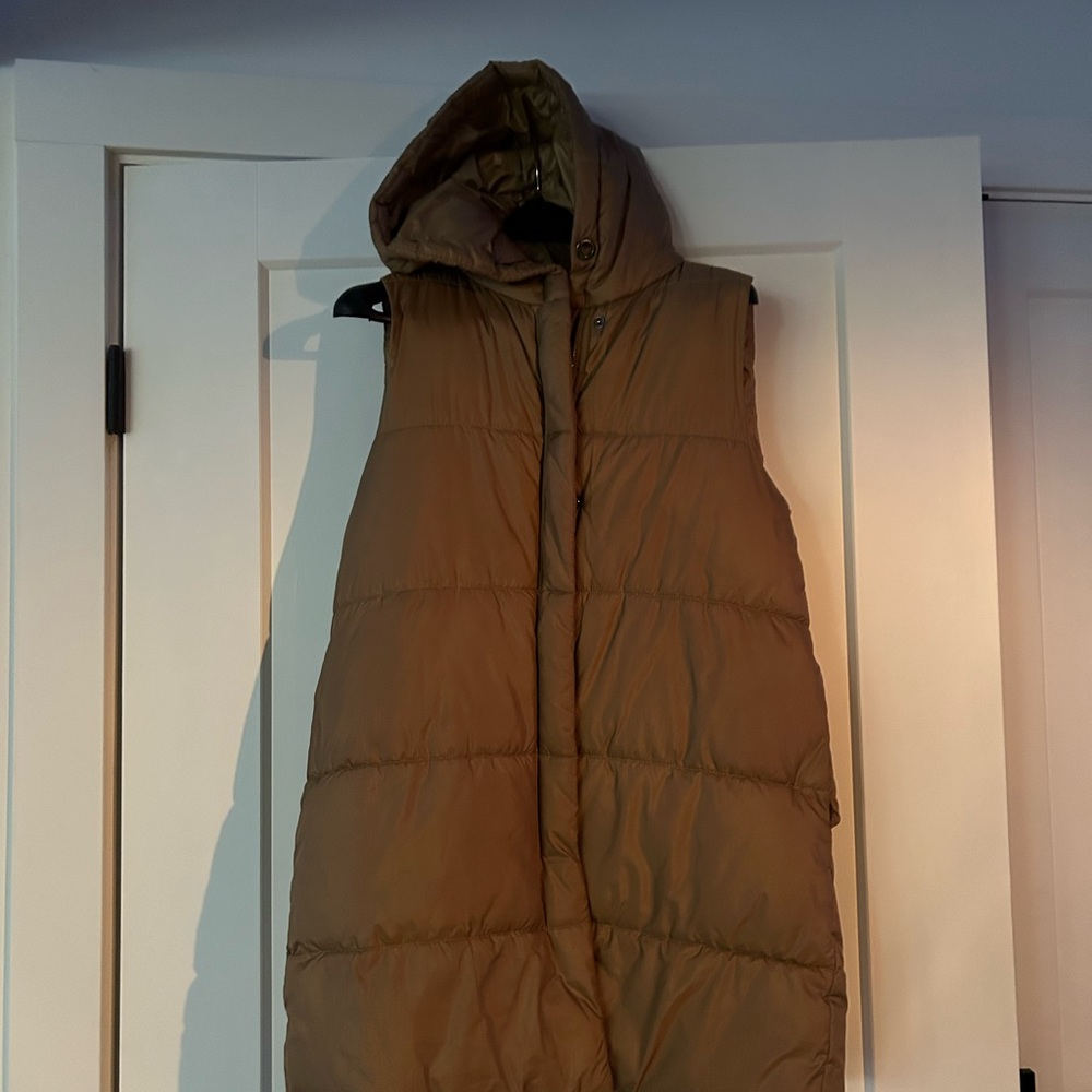 Only  Brown Hooded Puffer Vest